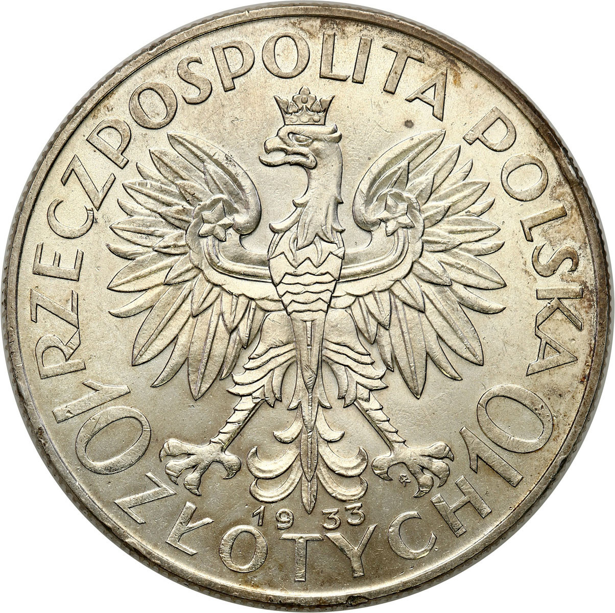 II RP. 10 złotych 1933 głowa kobiety – PIĘKNE